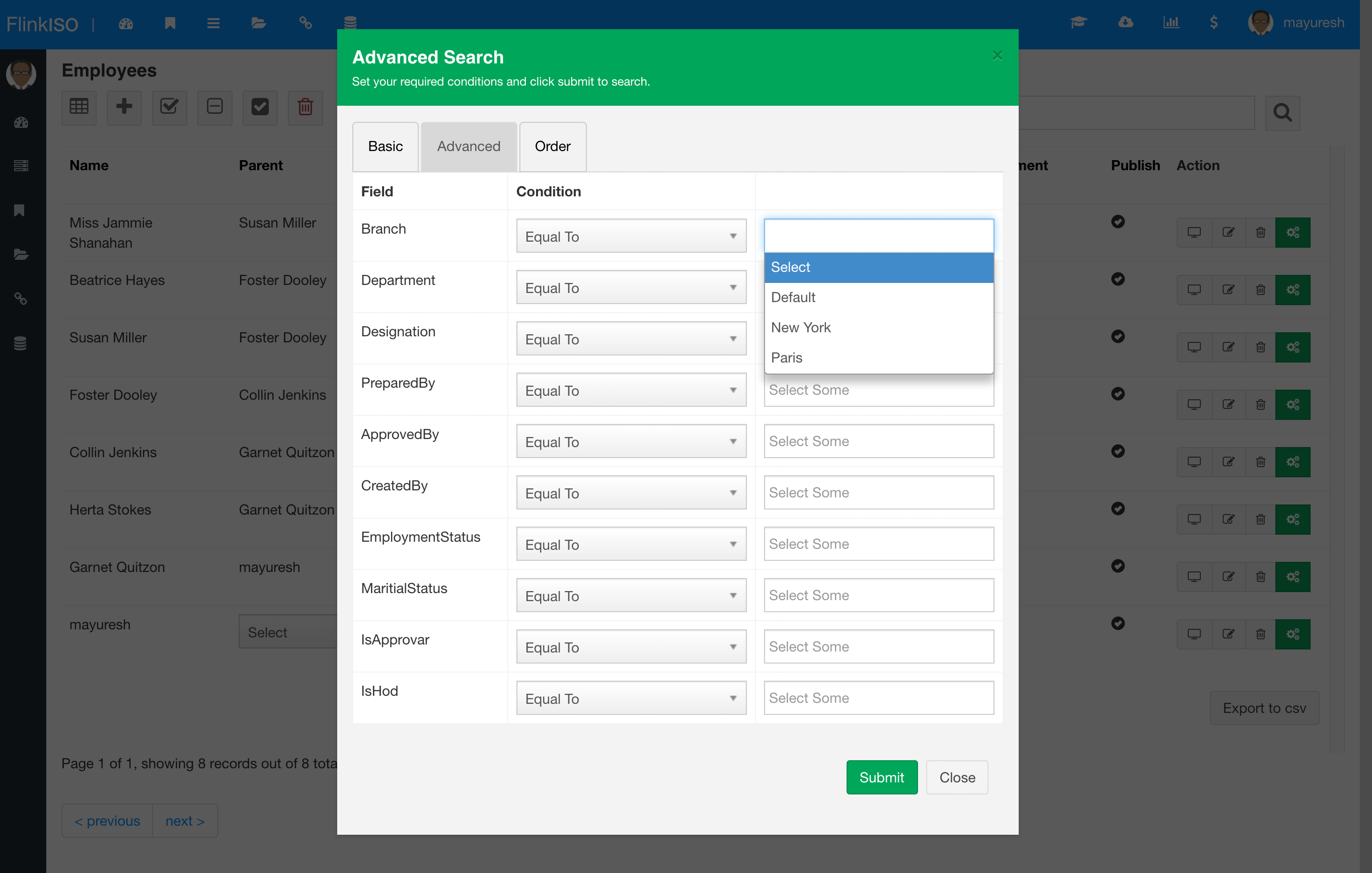 qms advance search
