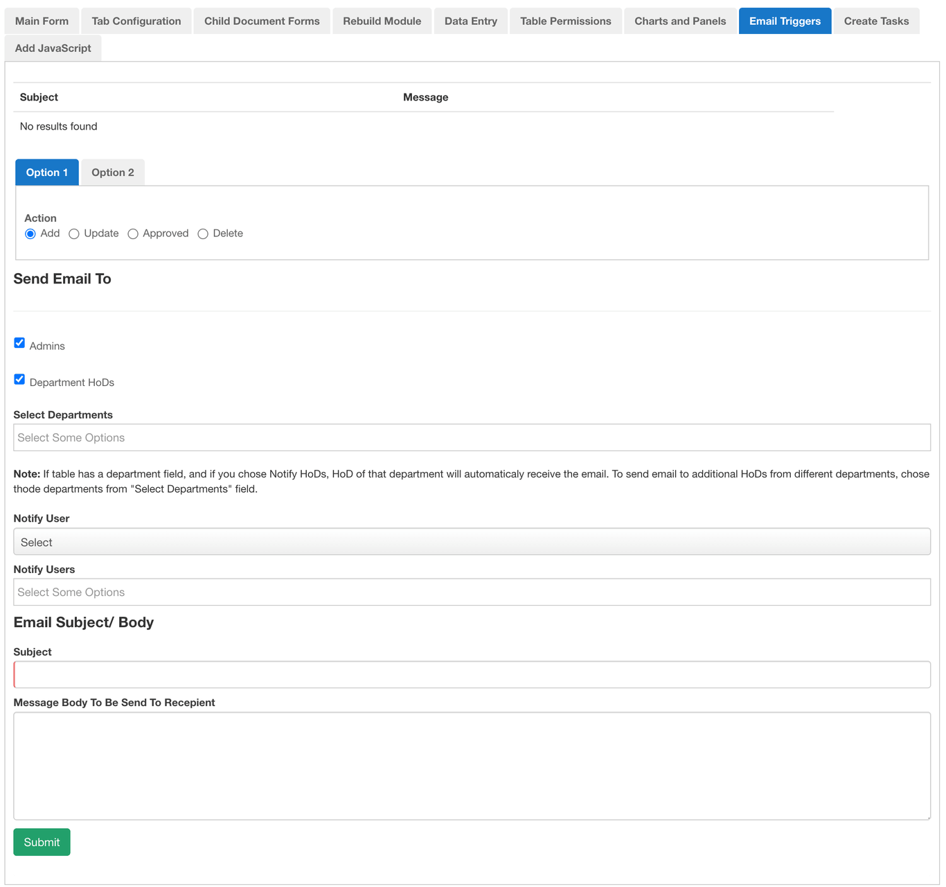 Aktionsbasierte E-Mail-Triggerkonfiguration Konfigurieren eines aktionsbasierten E-Mail-Triggers in FlinkISO
